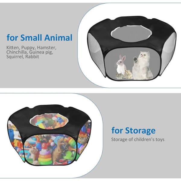 Foldable Transparent Pet Playpen with Zipper, Small Animal Cage for Guinea Pigs