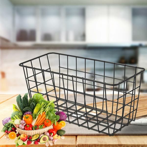 Self-adhesive Storage Baskets for Heavy Items with Storage for Bathroom Shelves, Kitchen, Dining Room, Drill-free Wall Mounted, 2-pack, Black