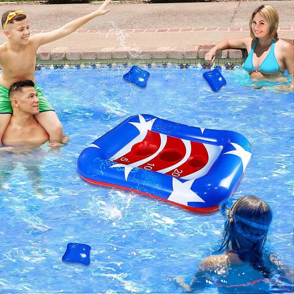 Uppblåsbar Pool Cornhole Set Kastspel, Poolleksaker för Barn Vuxna Utomhus Strandleksaker