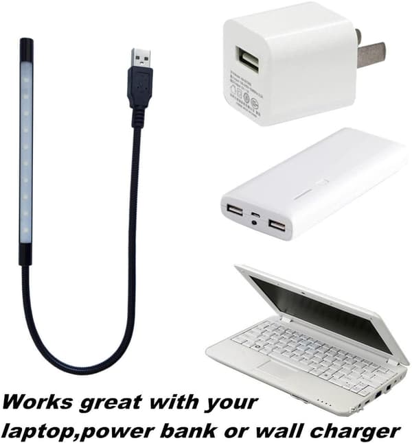 (Black) 1 pc Portable Mini USB Camping Lamp Angle Adjustable USB Lamp for PC Laptop Book Lamp Computer Keyboard Reading Lamp Dimmable Touch S