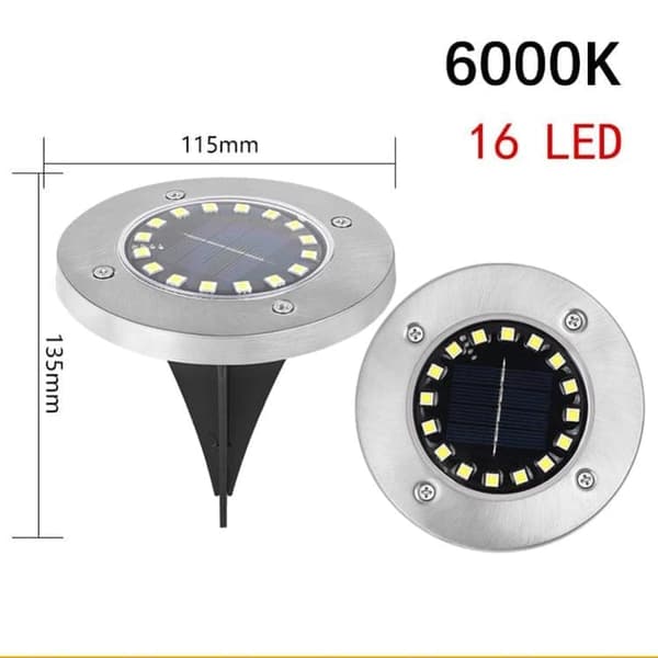 8-Pack Solar Ground Lights, 16 LED, Waterproof IP65, White Light 6000K, Garden Lighting