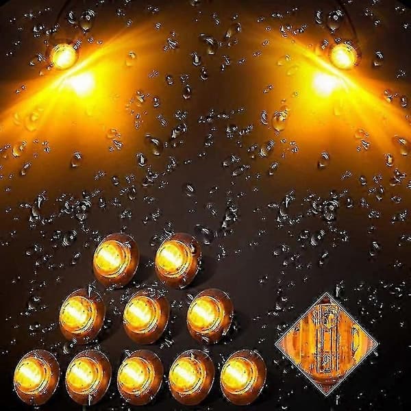 20x 3/4 tommer 3LED sidemarkeringslys trailer lastbil blinklys frigangslys gul