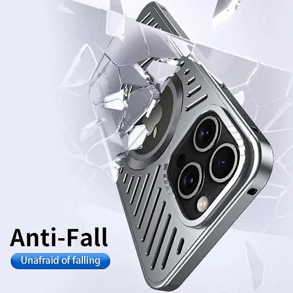 Etui til iPhone 15 Pro Max med varmeafledning, hul telefonetui i aluminiumslegering