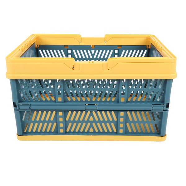 Foldable Baskets with Handles PP Waterproof Foldable Storage Boxes for Home Kitchen Bedroom Office Yellow Green Large Size