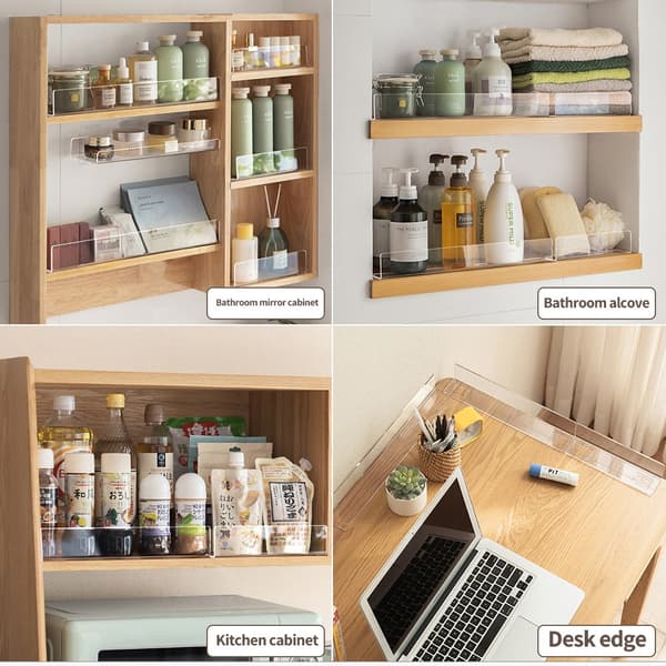 Transparent Acrylic Shelf Divider - Anti-Fall Cabinet Organizer for Kitchen & Bathroom XL XL