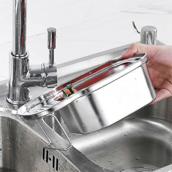 Sink Drain Basket, Multifunctional Corner Sink Strainer Food Collector Leftovers Garbage Storage (1pc, Silver)