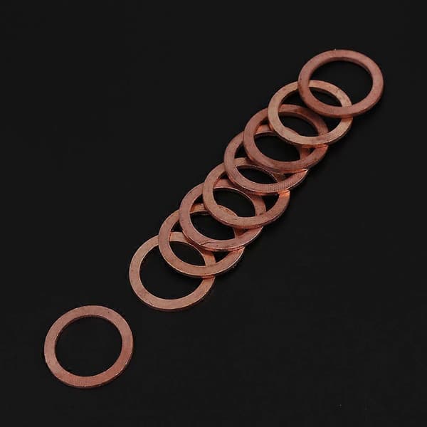 Massivt koppar oljepluggsortiment brickor metallkit - 80 st med låda
