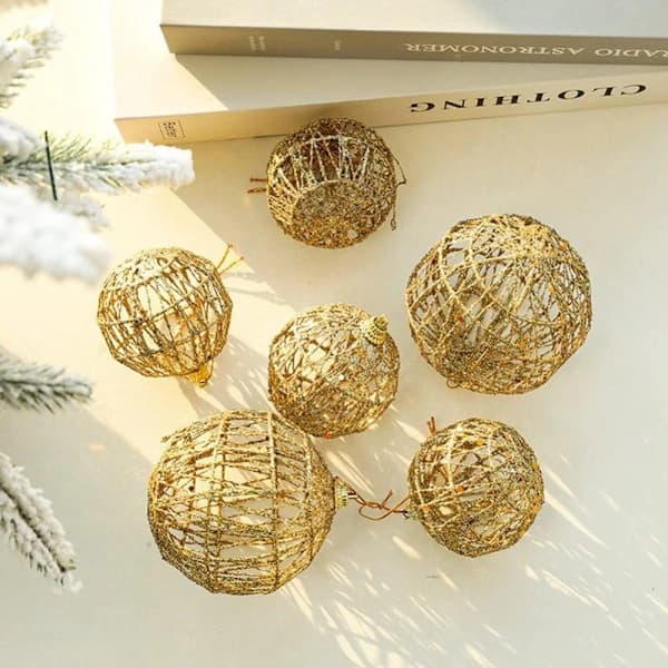 NC 6 stk Julekuler Gull Hengende Party Ornament Dekor