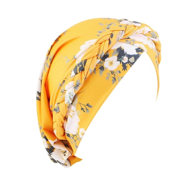 Dame Hodeplagg Kreft Kjemoterapi Hodeplagg Blomstertrykk Sove Turban Hatter (FMY) Gul Yellow