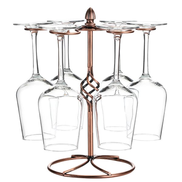 Countertop Wine Rack, Freestanding Tabletop Wine Glass Holder with 6 Hooks, Stemware Storage Rack for Bar and Home