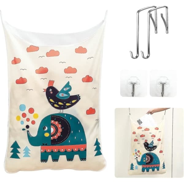 Elephant Hanging Laundry Hamper, Large Over-the-Door Hanging Laundry Basket