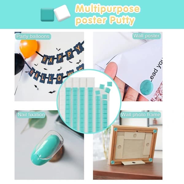 Mounting Putty, Non-Toxic Reusable Adhesive for Posters and Light Decor, for Home, School, Office, White Blue