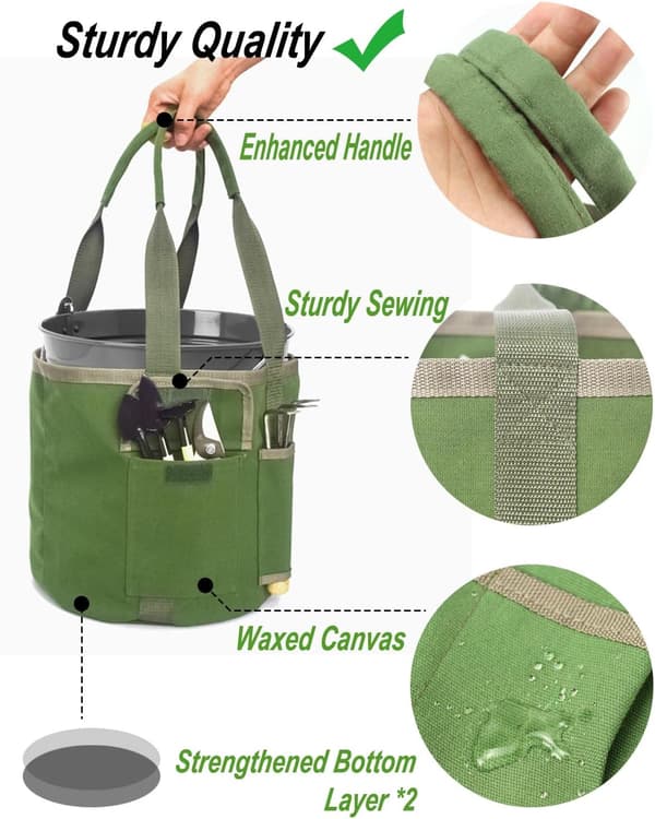 Garden Tool Bag, with Compartments for Tools, Sturdy Canvas Storage Set for Women, Men, and Gardeners (Bag Only/No Tools)