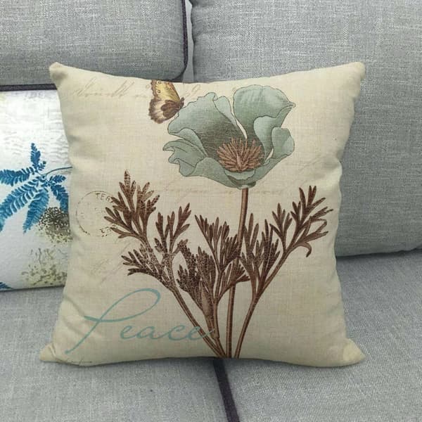 Pudebetræk, Sæt med 4 - 45 x 45 cm (Sommerfugl & Blomst Retro) Bomuld