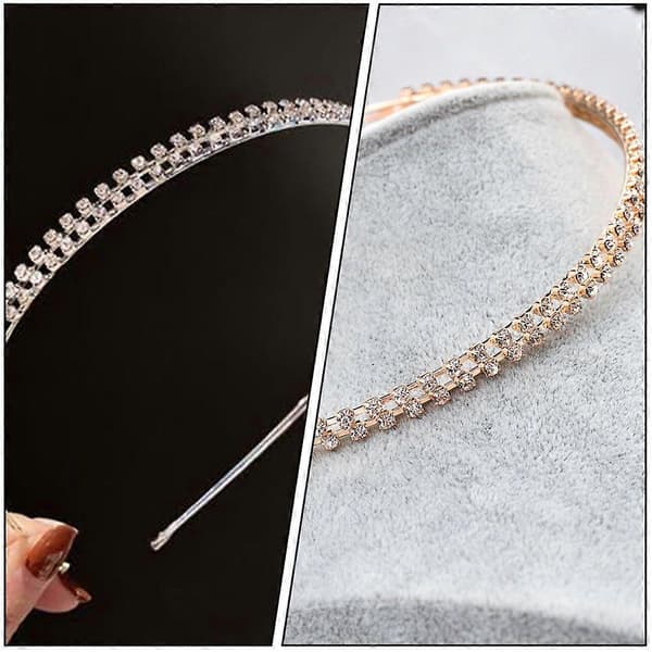2 stk Dobbeltlags Rhinestone Hårbånd Elegante Delikate Hodeplagg for Kvinner