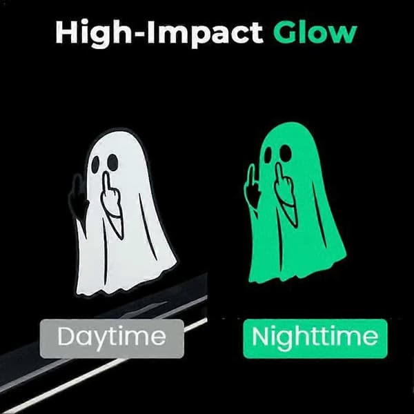 10 Pcs Luminous Ghost Middle Finger Stickers Glow in the Dark Car Ghost Decals Funny Halloween Ghost Decorations