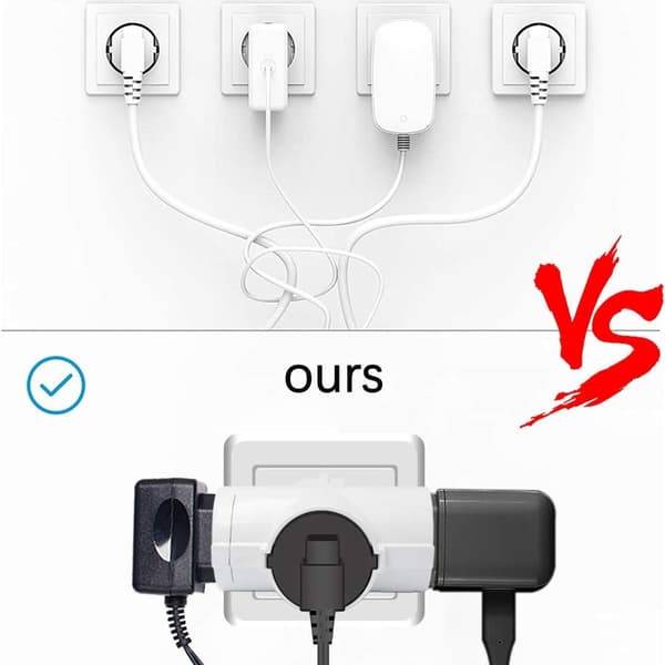 Tre-sidet stikdåseadapter, bærbar kubeadapterstik 3-i-1