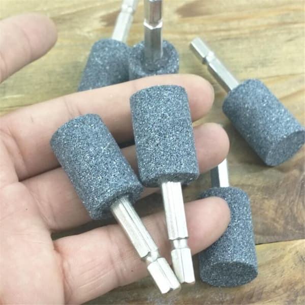 8 st Cylindrical grinding points - 1/4 inch hex shank grinding stone mounted grinding tip for drill rotary tools (20mm)