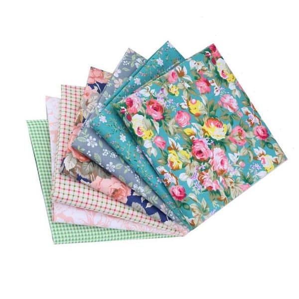 7 pcs Floral Cotton Fabric DIY Handmade Craft Sewing Print Rose Pattern 50x40cm