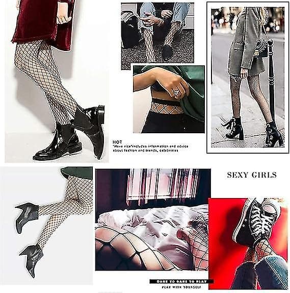 4-pak Fishnet-strømper i Plus Size, Sorte Fishnet-strømpebukser Lårhøje Strømpebukser Stræk Anti-Hook StrømpebukserCJY