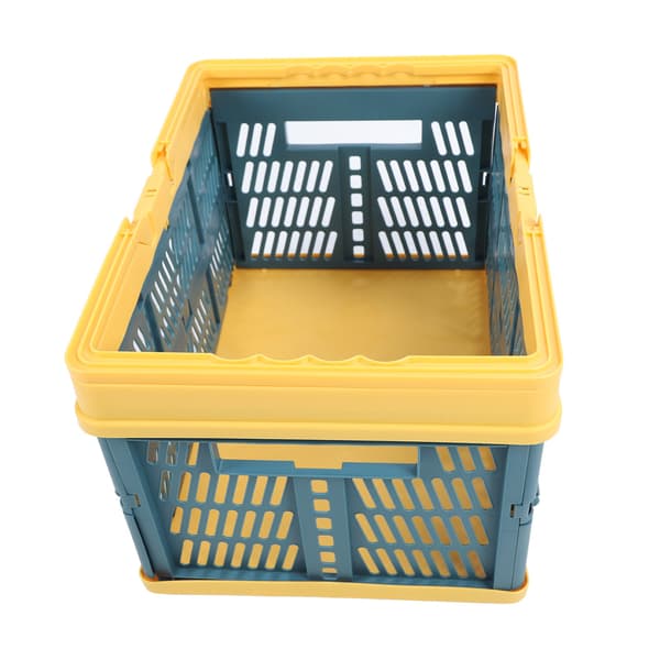 Foldable Baskets with Handles PP Waterproof Foldable Storage Boxes for Home Kitchen Bedroom Office Yellow Green Large Size