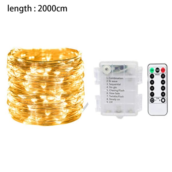66ft 200 LED String Lights, Battery Operated with Remote Control