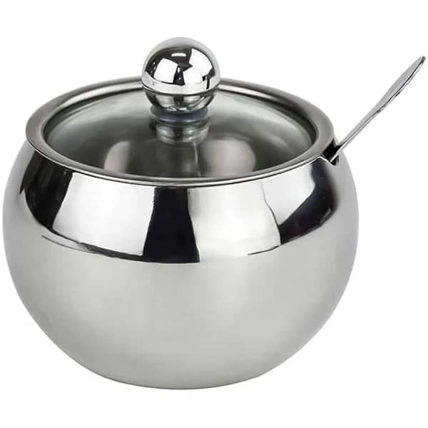 Sugar Bowl, Stainless Steel Spice Spoon with Lid, Φ7.6cm