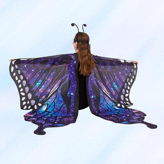 Halloween cosplay sommerfuglekappe gradient farve dans dekorative vinger scenekostume