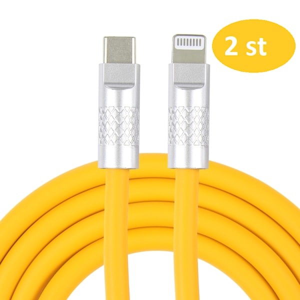 2 st 2m 120W snabb iphone usb-laddare gul gul yellow