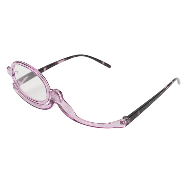 Single-Lens Makeup Glasses Foldable Transparent Purple Frame Rotating Magnifying Cosmetic Glasses +1.50