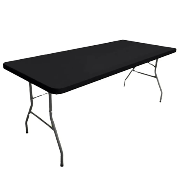 6ft Black Washable Rectangular Tablecloth, Water Repellent, Elastic for Outdoor Dining