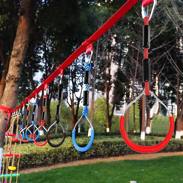 Ninja Obstacle Course Climbing Rings Set for Kids - Max Load 120 Kg - Multifunctional Garden Swing