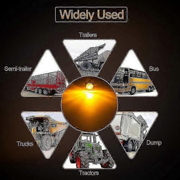 20x 3/4 tommer 3LED sidemarkeringslys trailer lastbil blinklys frigangslys gul