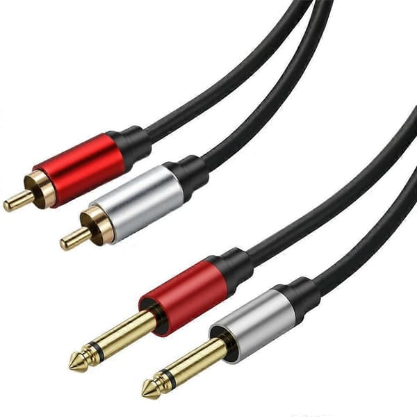 5m Dobbelt 1/4 tomme TS til Dobbelt RCA Stereo Lydkabel 2x 6,35mm TS til RCA Han Adapter Kabel