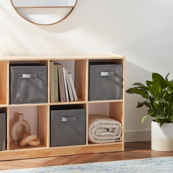 Foldable Fabric Storage Cube/Organizer with Handles, 6-Pack, Solid Gray, 10.5 x 10.5 x 11 inches