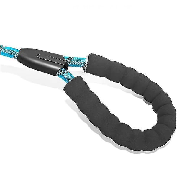 Dog toy with comfortable padded handle and highly reflective threads (blue)