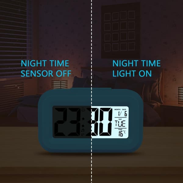 Digitalt vækkeur til sengebord, LED-displayure med justerbar snooze 12/24 timer, temperatur, dato, timer, lyskontrol vækkeure