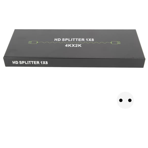 4K HD Multimedia Interface Splitter 1x8 1 in 8 ut HD Multimedia Interface Splitter Splicer Extender 100‑240V EU-kontakt