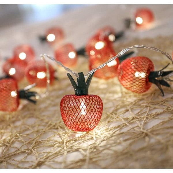 10 LED Eple Lyslenke Metallnett Batteridrevet Fairy Lys