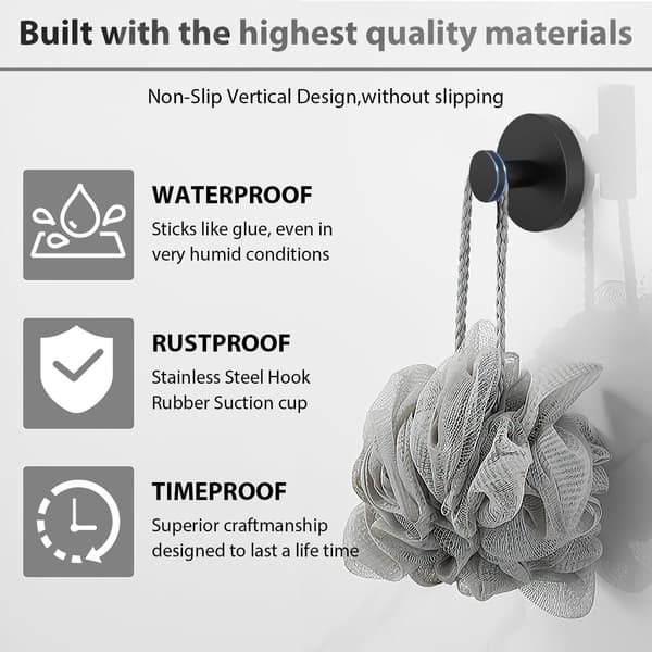 Piece - Hooks with Vacuum Suction Cup - Powerful Vacuum Hooks - Towel Hanger - Reusable - Suction Cup Hanging Hook - Swivel Suction Cup Hooks