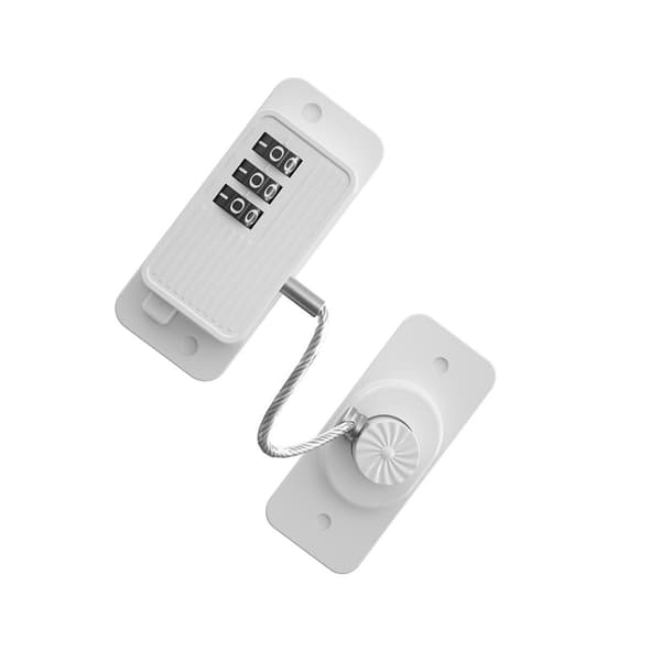 Multifunctional Safety Lock - Upgraded Traceless Adhesive Combination Lock with 3-Digit Code for Refrigerators and Cabinets, ABS+Steel Wire White White White