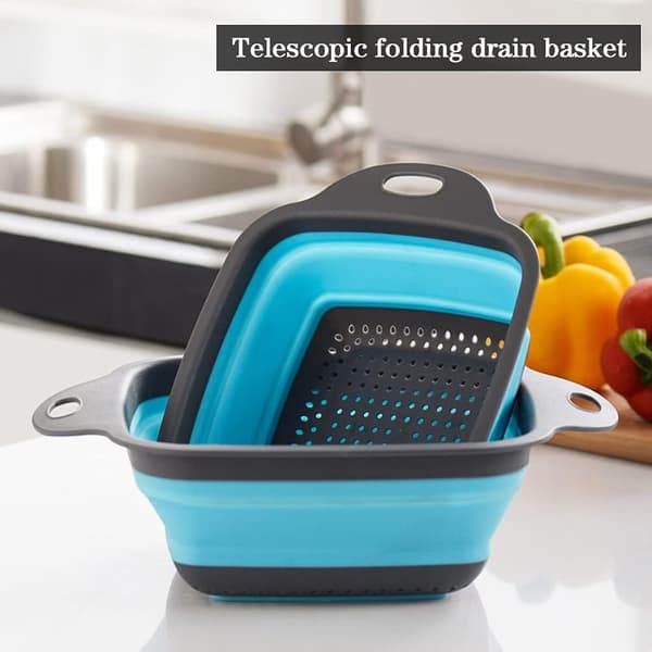 Collapsible Silicone Colander, Colander Set, Portable Fruit Basket, Saves Kitchen Space, Easy to Clean, Perfect for Pasta,