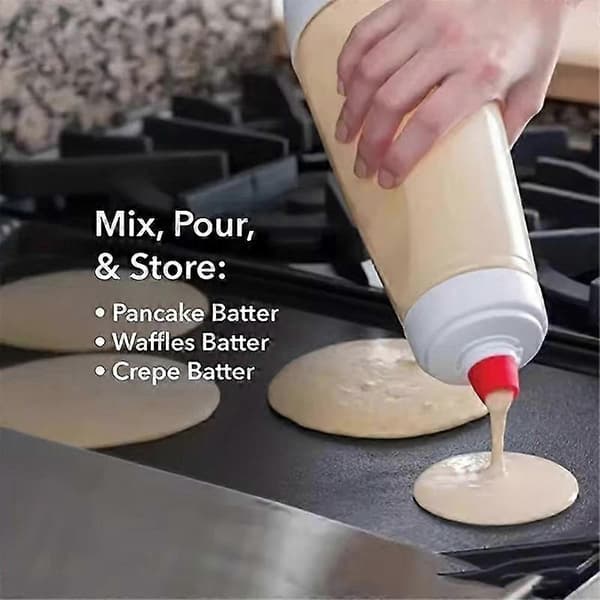 Pancake Batter Bottle with Stirrer, equipped with a mixing ball and a wire whisk. Suitable for restaurant baking