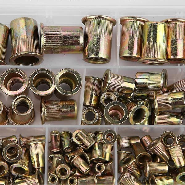 150 pcs M3/M4/M5/M6/M8/M10/M12 Carbon Steel Flat Head Threaded Blind Rivet Nut Insert Rivnut YEMAA