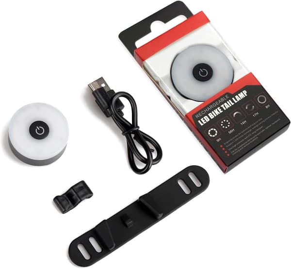 LED-sykkellykt med blinkende baklys, 5 lysmoduser - USB-C oppladbart batteri, vanntett.