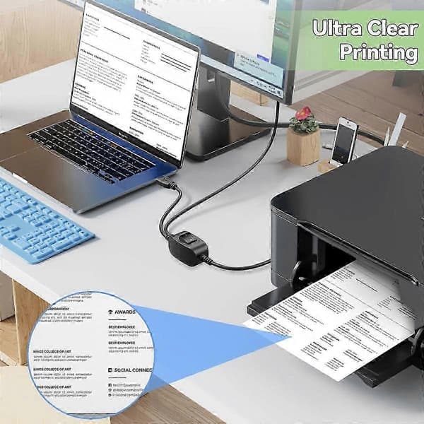 Skriverkabel USB B hann til dobbel USB A hann kabelsplitter