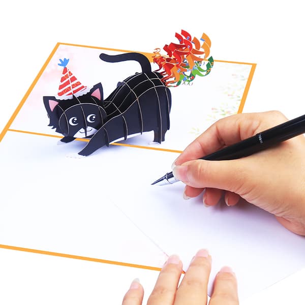 Funny Birthday Card with Rainbow Kitten, Funny Pop-Up Three--FX-