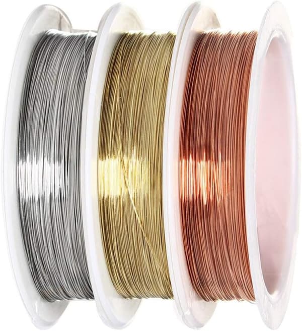 Smyckestråd, 0,3 mm, guld, silver, koppar, 3 rullar (15 m x 3 mm)