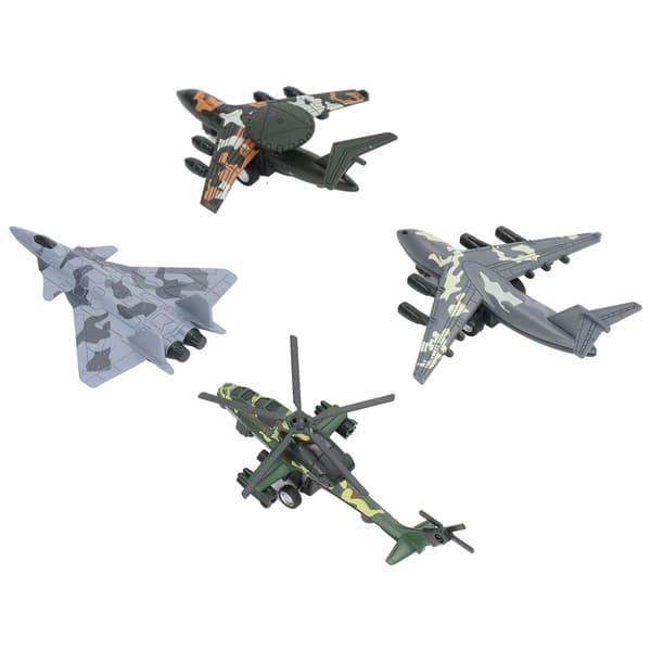 4 stk. Træk Tilbage Flylegetøj Børn Drenge Legering Simuleret Flymodel Fødselsdagsgave Dekoration Camouflage