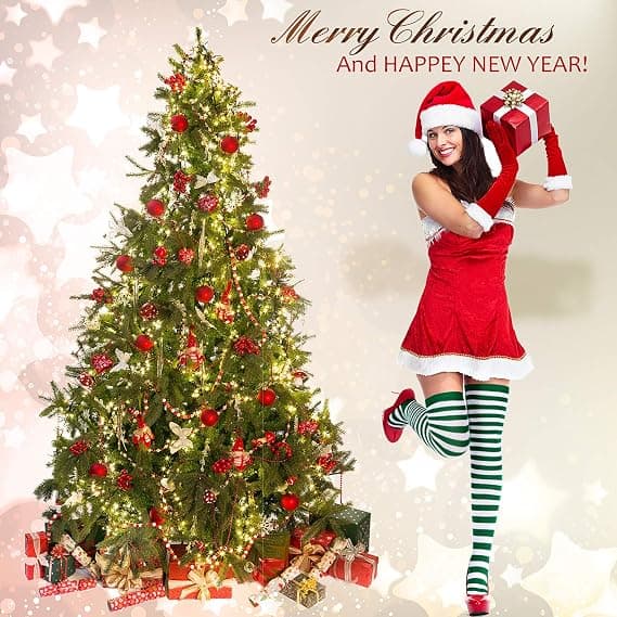 3 Pairs Women's Striped Thigh High Socks
